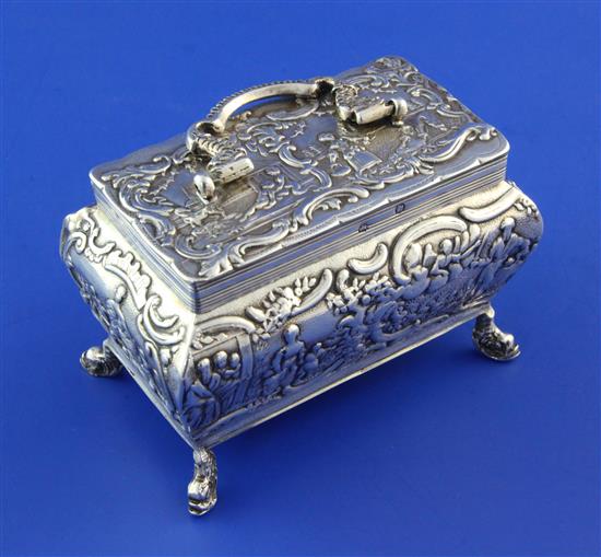 A late 19th century Dutch silver bombe shaped casket, 6 oz.
